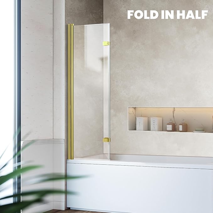 Bathtub Folding Shower Glass Door, Brushed Gold - Image 7