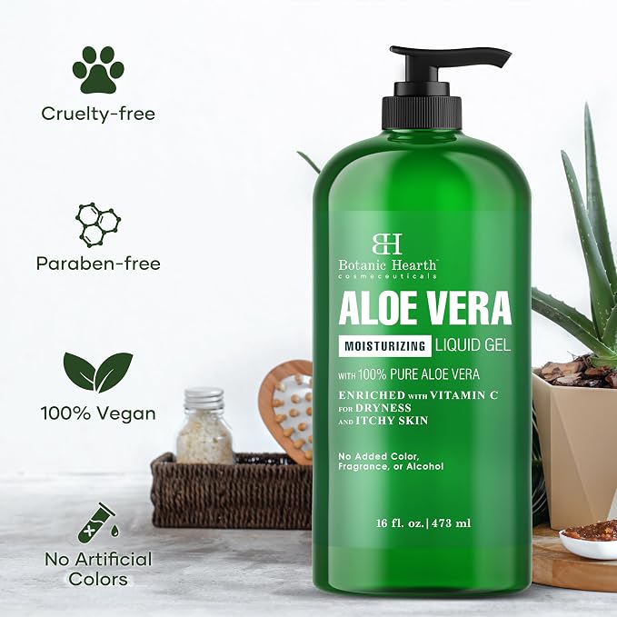 Botanic Hearth Aloe Vera Moisturizing Liquid Gel – 100% Pure Aloe, Enriched - Image 6