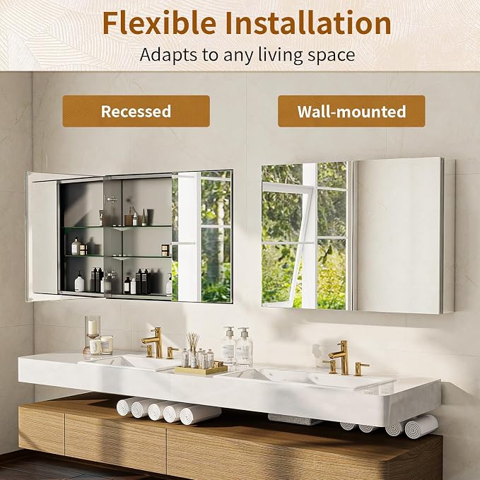 BEAUTYPEAK 40 x 26 Inch Medicine Cabinet - Image 5
