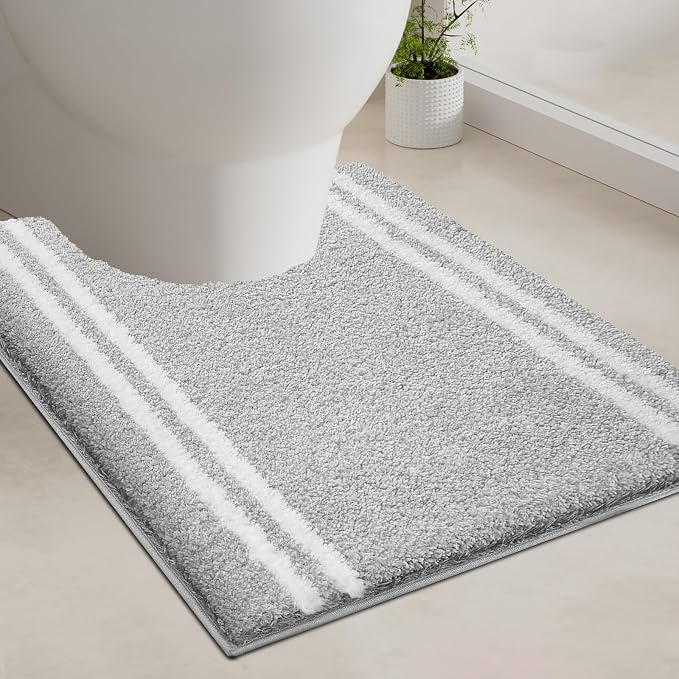 PURRUGS Bathroom Rug Non-Slip Machine Washable 20" x 24" U-Shaped, Super by PURRUGS