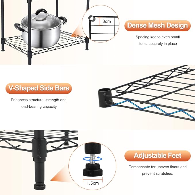 Whitmor 3 Tier Storage Shelves, Heavy Duty Metal Shelving, 400 lbs Capacity per - Image 3