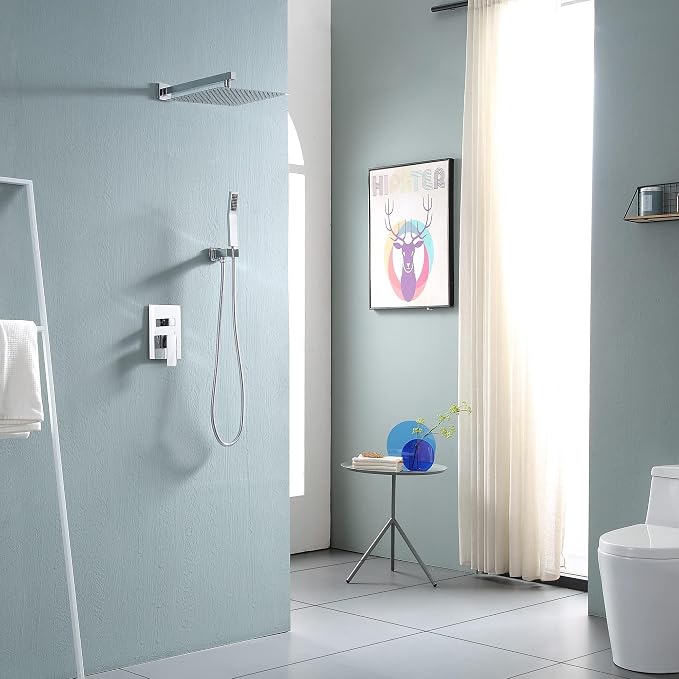 Lordear 10 Inch Shower Head Faucet Wall Mounted Chrome Polished Rainfall Shower - Image 3
