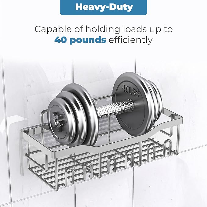 Fab Glass and Mirror 5-Pack Shower Caddy, Chrome- Shower Organizer & Shelves - Image 4