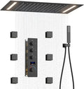 Temperature Display Shower Faucet Set Matte Black Shower System by KATAIS