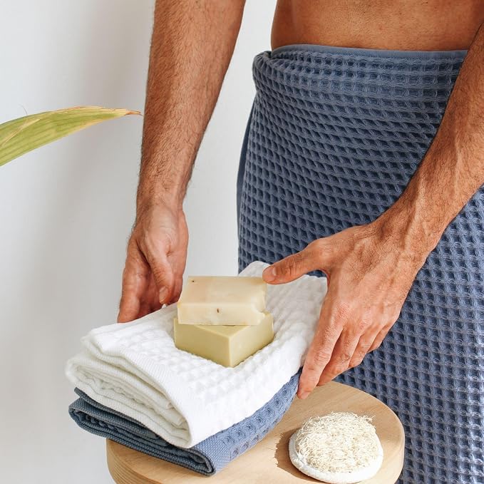 sea me at home Waffle Bath Sheet Set, 100% Turkish Cotton, Includes 1 Bath Sheet - Image 4