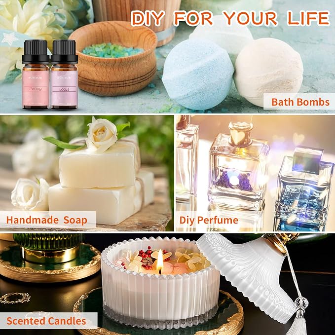 BURIBURI Lotus Essential Oil and Peony Essential Oils Gifts Set 2Pack, 100% - Image 7