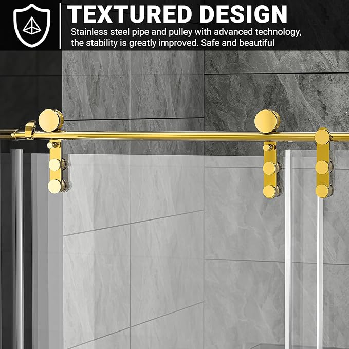 Chabatree Shower Door 60" W x 76" H Frameless Sliding Shower Door, Frameless - Image 3