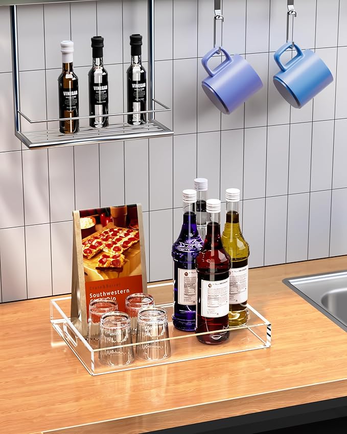 Acrylic Serving Tray Set of 3-16x12 & 7.7x11.4 Inch Clear Luxury Trays - Image 4