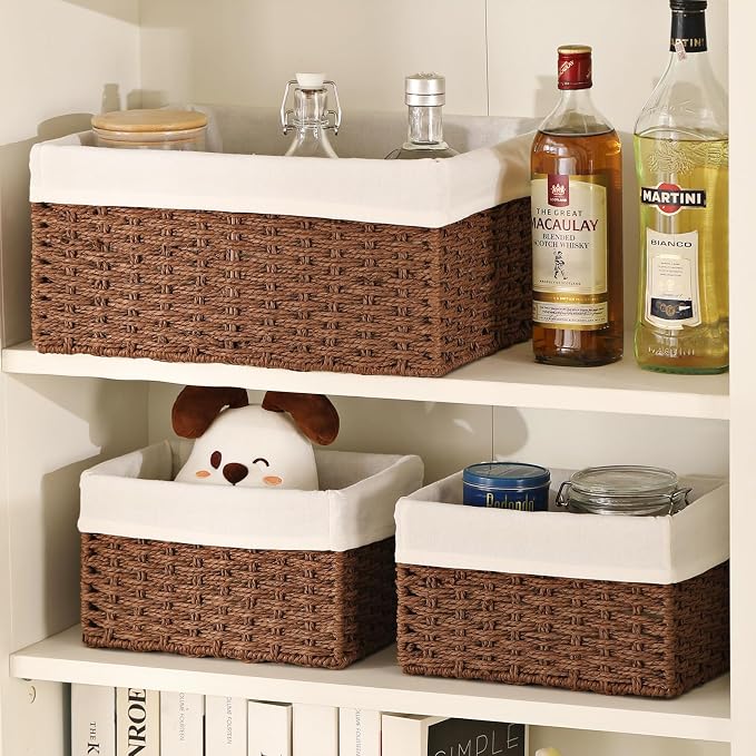 Vagusicc Wicker Basket, Decorative Rectangle Wicker Storage Basket Bins - Image 5