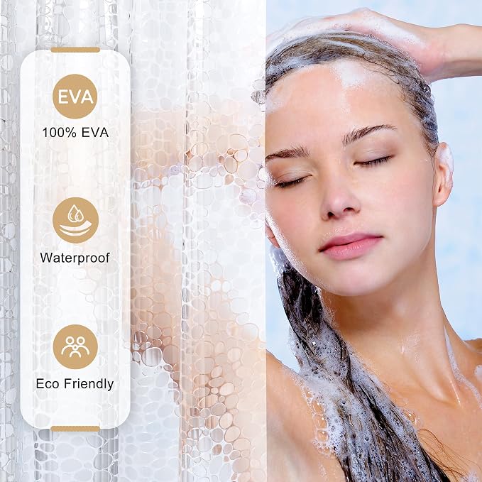 AmazerBath Heavy Duty Shower Curtain Liner, 100% EVA Clear Shower Curtain and - Image 4