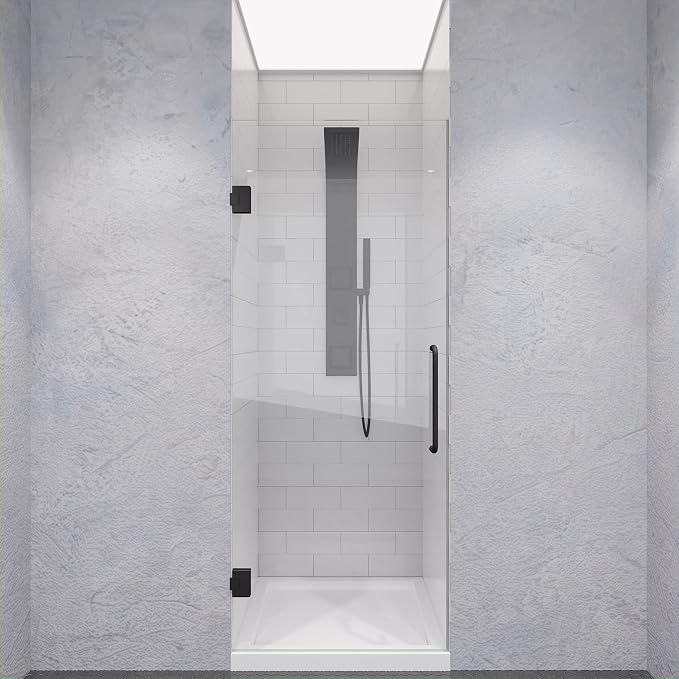 ANZZI 72" x 30" Frameless Shower Door in Gun Metal Black, Passion Water - Image 6