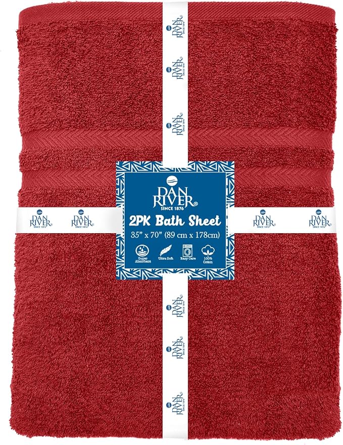 DAN RIVER 2 Pack Luxury Bath Sheets 35x70, 600 GSM, Soft & Quick Dry 100% Ring - Image 4