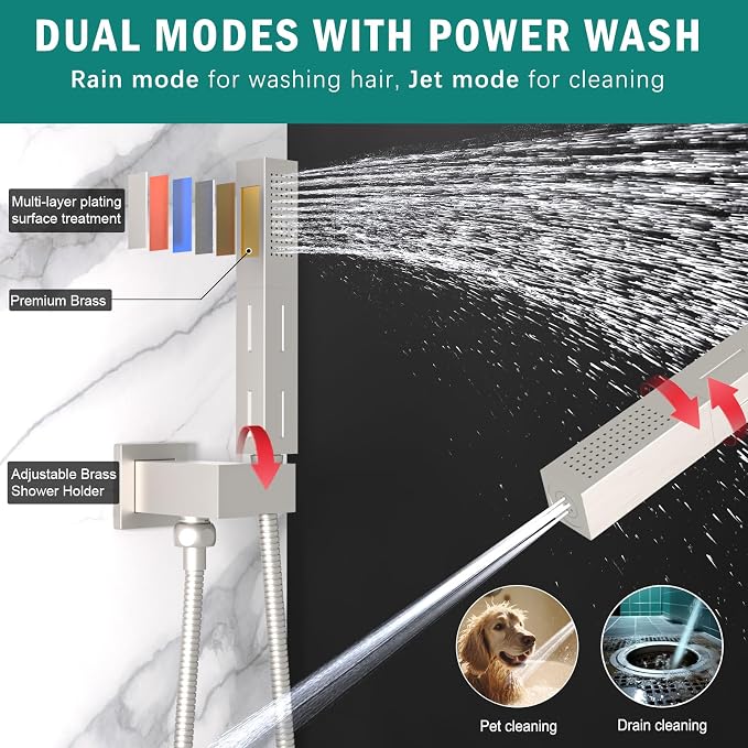 ENGA Shower System with Tub Spout, Bathtub Shower Faucet Combo Set - Image 5
