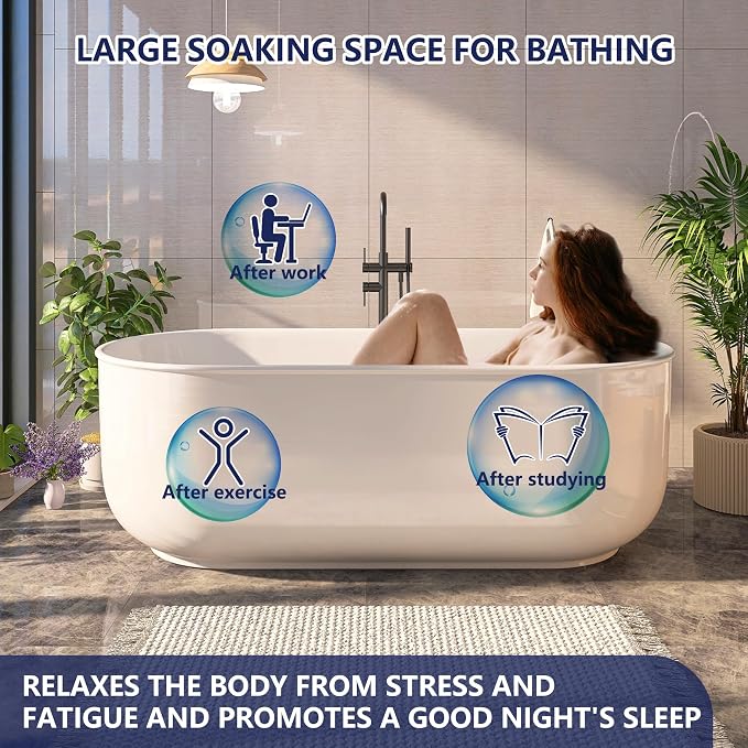 67" Acrylic Free Standing Tub, Stand Alone Tub, Freestanding Bathtub, Soaking - Image 5