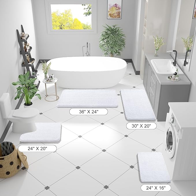 OLANLY Bathroom Rugs 35x24, Extra Soft Absorbent Chenille Bath Rugs, Rubber - Image 2
