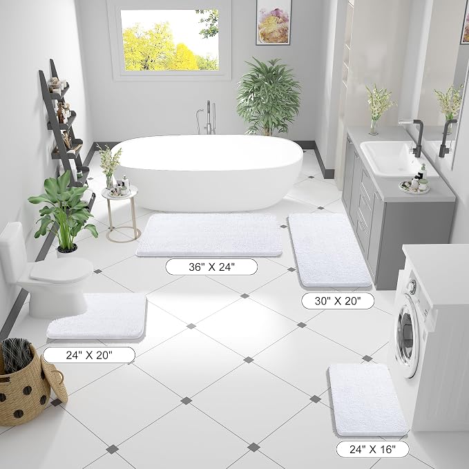 OLANLY Bathroom Rugs 59x20, Extra Soft Absorbent Chenille Bath Rugs, Rubber - Image 2