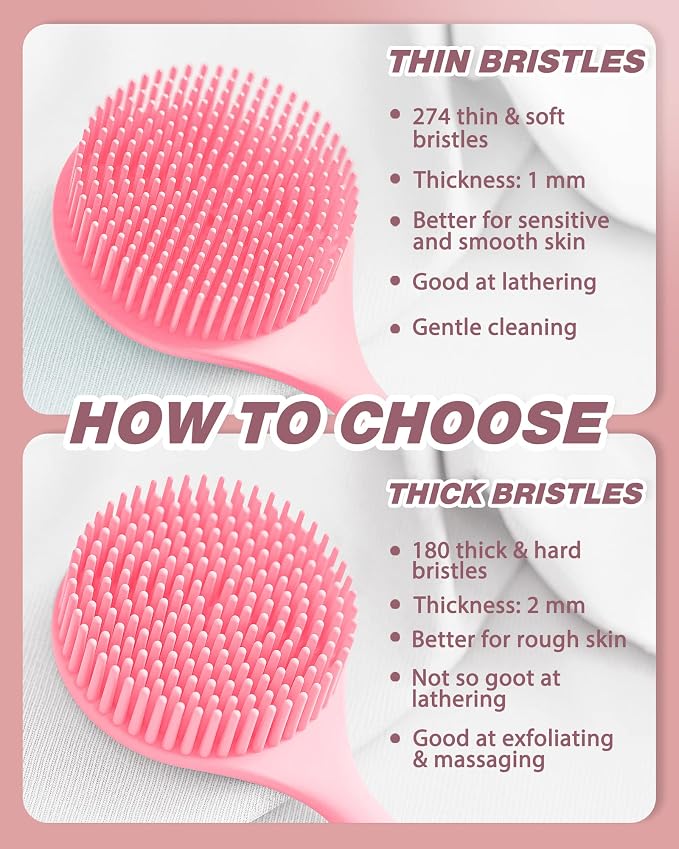 Manmihealth Silicone Back Scrubber & Soft Bath Brushes Set, Super-Cleaning Body - Image 3