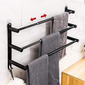 Black Adjustable Towel Bar for Bathroom Wall Mount17-30.7inch Adhesive Shower by CAXIMSY