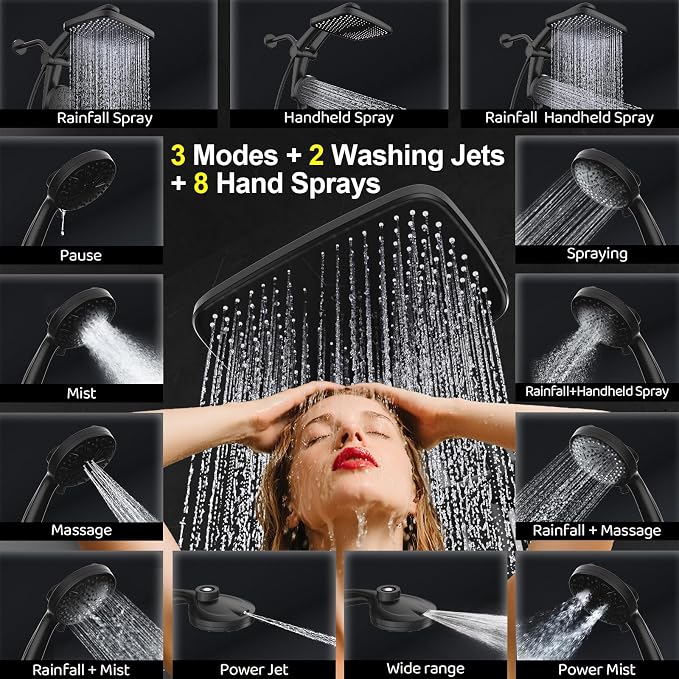 Rain Shower Head with Handheld High Pressure rainfall Shower Heads with - Image 4