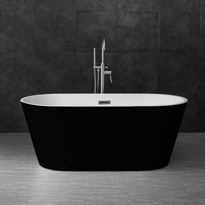 WOODBRIDGE B-1814 59" Acrylic Freestanding Bathtub Contemporary Soaking Tub by WOODBRIDGE