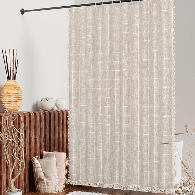 MitoVilla Boho Farmhouse Shower Curtain Set, Modern Boho Shower Curtains - Image 2