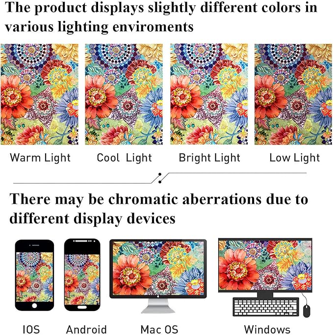 Bohemian Shower Curtain, Boho Floral Print Water Repellent Polyester Fabric - Image 7