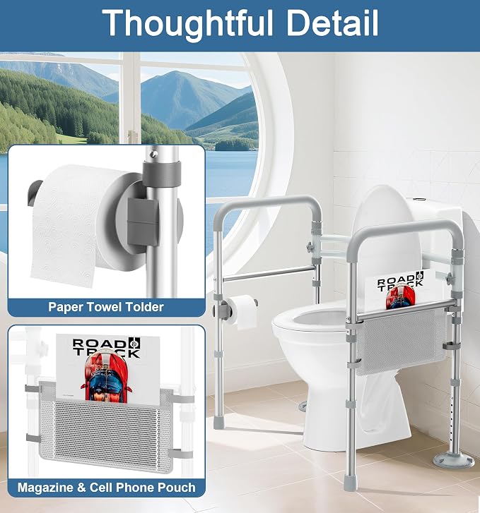 HOMLAND Toilet Safety Rails for Seniors, Adjustable Height & Width 350lb Toilet - Image 6