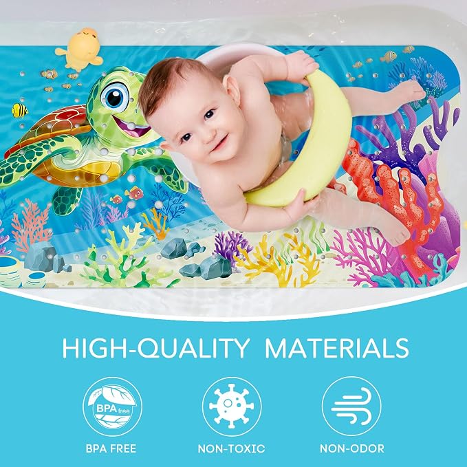 SHUCHING Baby Bath Mat for Tub Non Slip-40 X 16 Inch, Extra Long Kids Bathtub - Image 3
