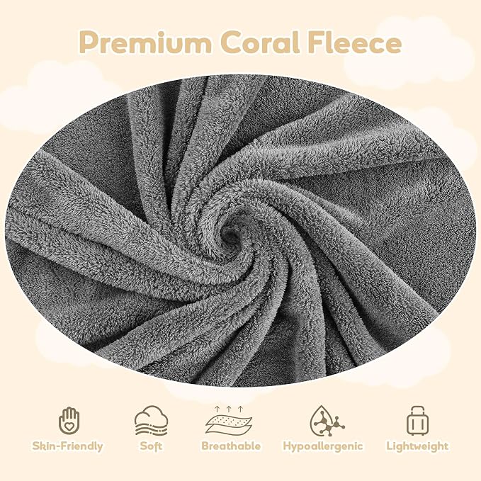 Hooded Towel for Newborn, 4 Pack Soft Coral Fleece Baby Towels, Ultra Absorbent - Image 2