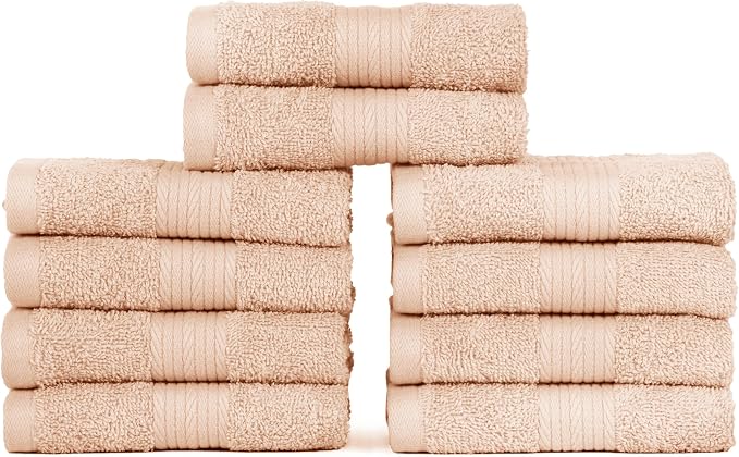 Ample Decor Wash Cloths Pack of 10, Oeko Tex Certified 600 GSM 100% Cotton Soft - Image 3