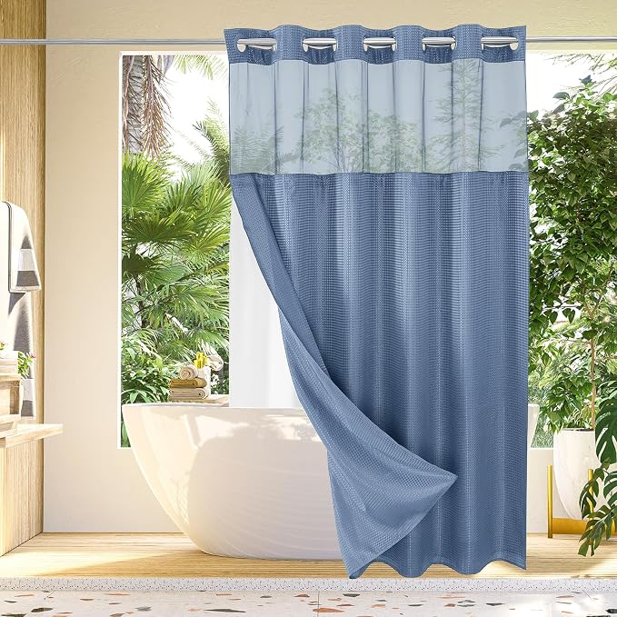 Gibelle Extra Long Shower Curtain 72x86, Waffle Weave Bathroom Shower Curtain by Gibelle