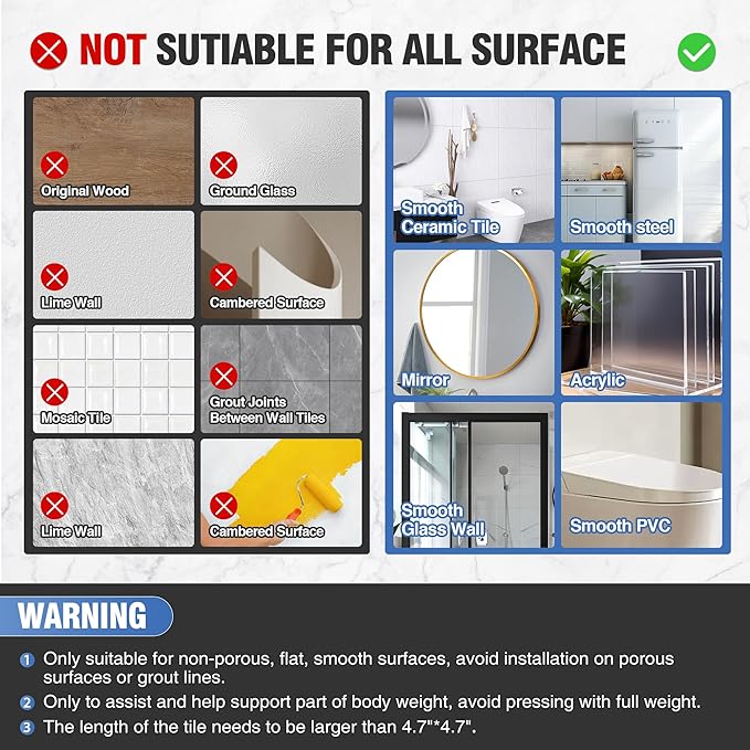 DAILYLIFE Grab Bars for Bathtubs and Showers, 19 inch Shower Handles for - Image 6