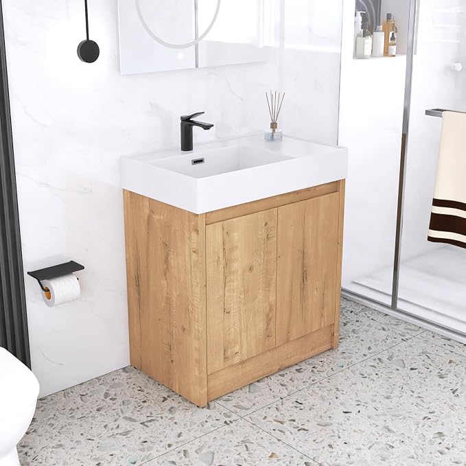 Bathroom Vanity with Sink, 30 in Freestanding Bathroom Single Sink Cabinet by Unknown