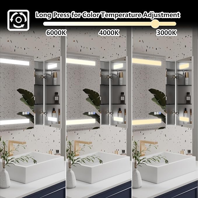 GroGro LED Lighted Bathroom Medicine Cabinet - Image 6