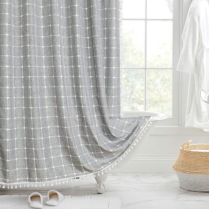 MitoVilla Boho Extra Long Shower Curtain 72 x 84, Modern Farmhouse 84 inch XL by MitoVilla