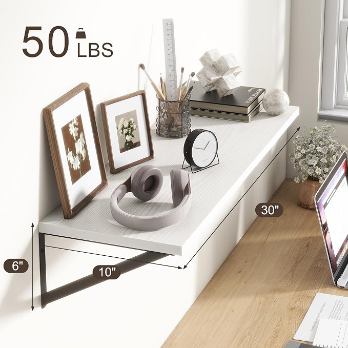 10 Inch Deep Floating Shelves, Rustic Wood Wall Shelves 30"W x 10"D, Deep - Image 3