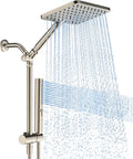 Shower Heads with Handheld Spray Combo Brushed Nickel, 10 Inch High Pressure by HOMBETER