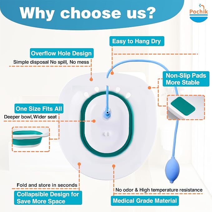 Pochik Sitz Bath for Toilet Seat Hemorrhoids and Postpartum Care, Yoni Steam - Image 4