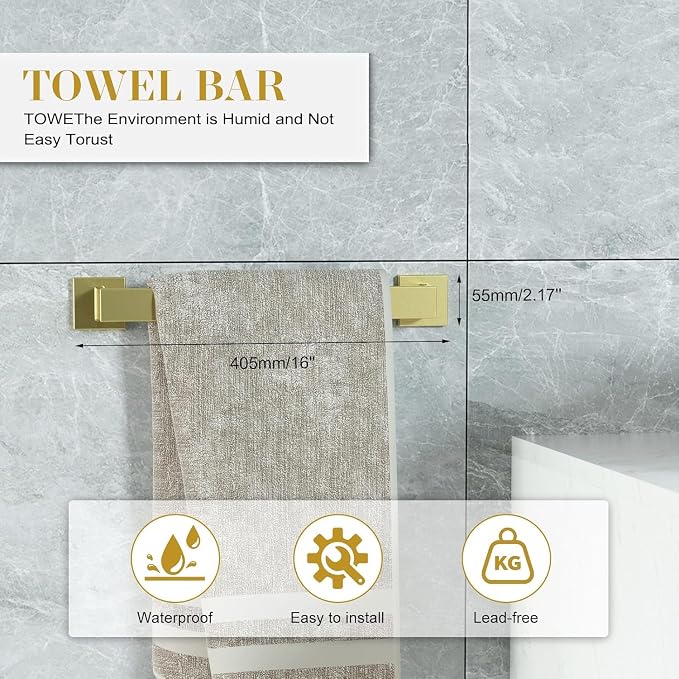 16 in Matte Bathroom Accessories Set, Bath Towel Bar Set, Stainless Steel - Image 5