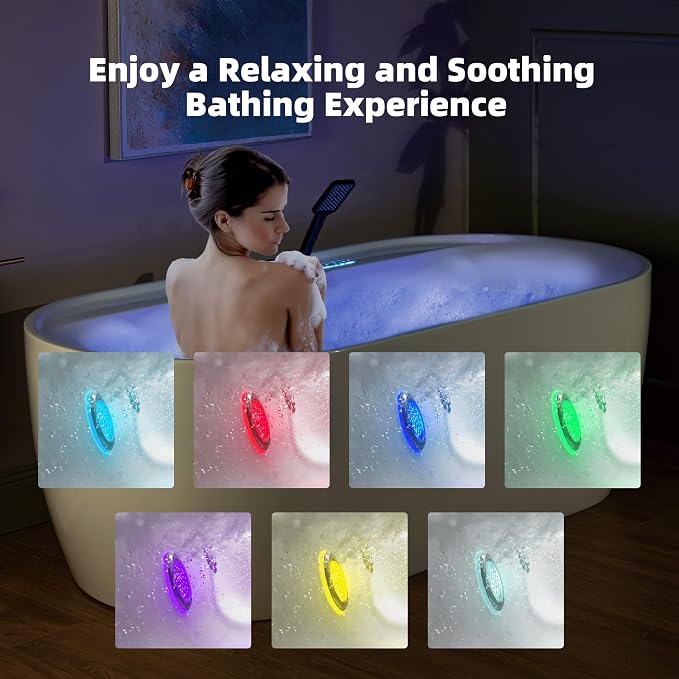WOODBRIDGE 72" x 35-3/8" Whirlpool and Air Bath Heated Soaking Combination Tub - Image 14