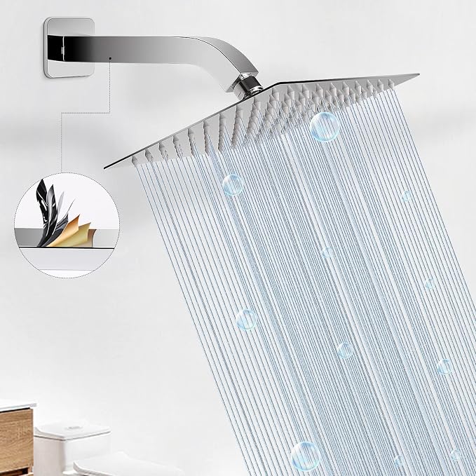 HarJue Shower Arm with Flange and Teflon Tape, Wall Mounted Square Shower Pipe - Image 5