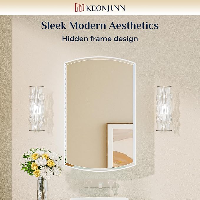 Keonjinn Medicine Cabinet 16 x 26 Inch, Surface Mount or Recessed Cabinets - Image 7