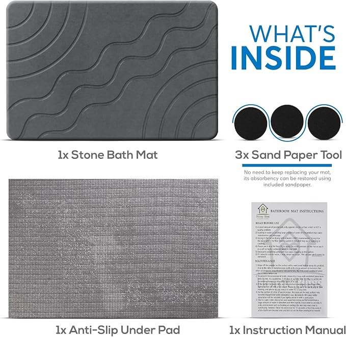 Stone Bath Mat – Quick Drying Diatomaceous Earth Bath Mat, Super Absorbent - Image 6