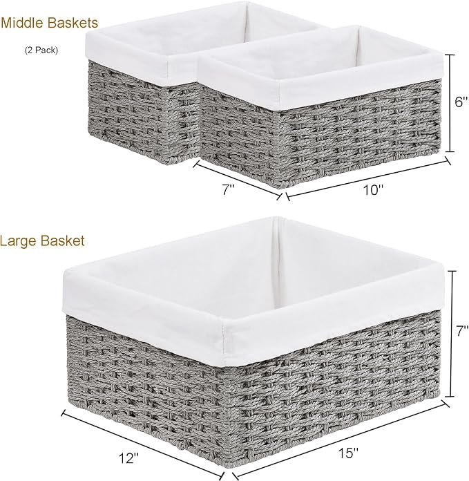 Vagusicc Wicker Basket, Decorative Rectangle Wicker Storage Basket Bins - Image 3