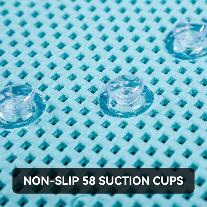 Bathtub Mat Non Slip Blue 36” X 17” Shower Mat Soft Foam Bath Mats - Image 2