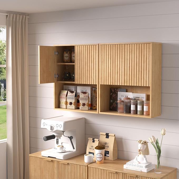 Fluted Bathroom Wall Cabinet Over The Toilet Storage, Wall Mounted Cabinet - Image 8