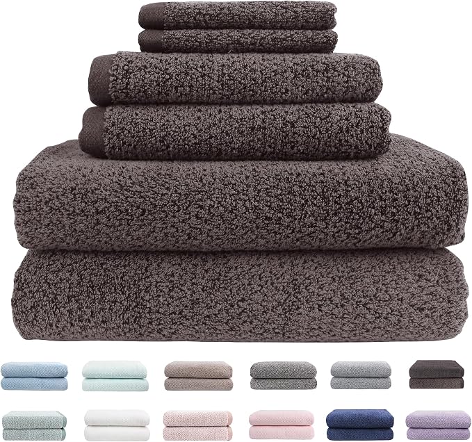 Everplush Diamond Jacquard 6 Pieces Bath Towel Set, Luxury Super Soft Oversized by Everplush