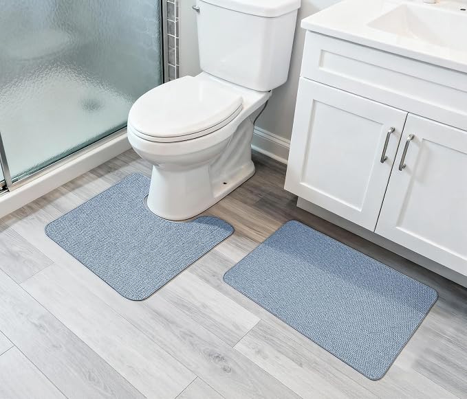 Bathroom Rugs Set 2 Pieces, Thin Bathroom Mats, Toilet Rugs, Quick Dry - Image 6