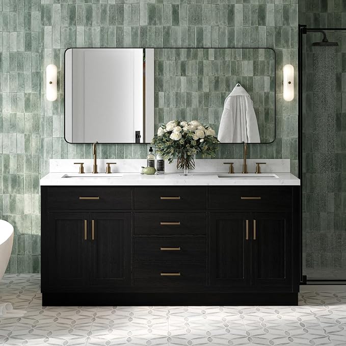 ARIEL Hepburn 72 Inch Double Rectangle Sink Bathroom Vanity by Ariel