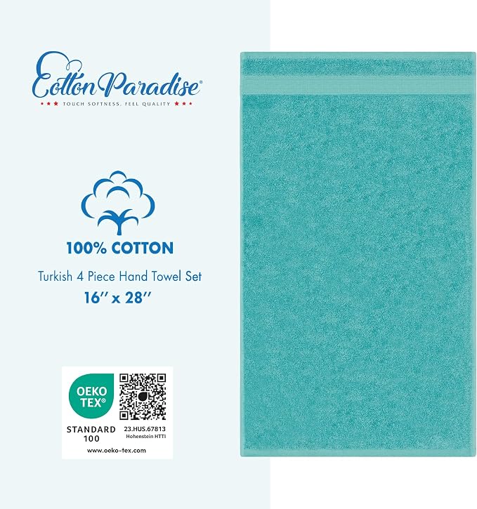Cotton Paradise Hand Towels for Bathroom, 100% Cotton Turkish 4 Piece Hand - Image 5